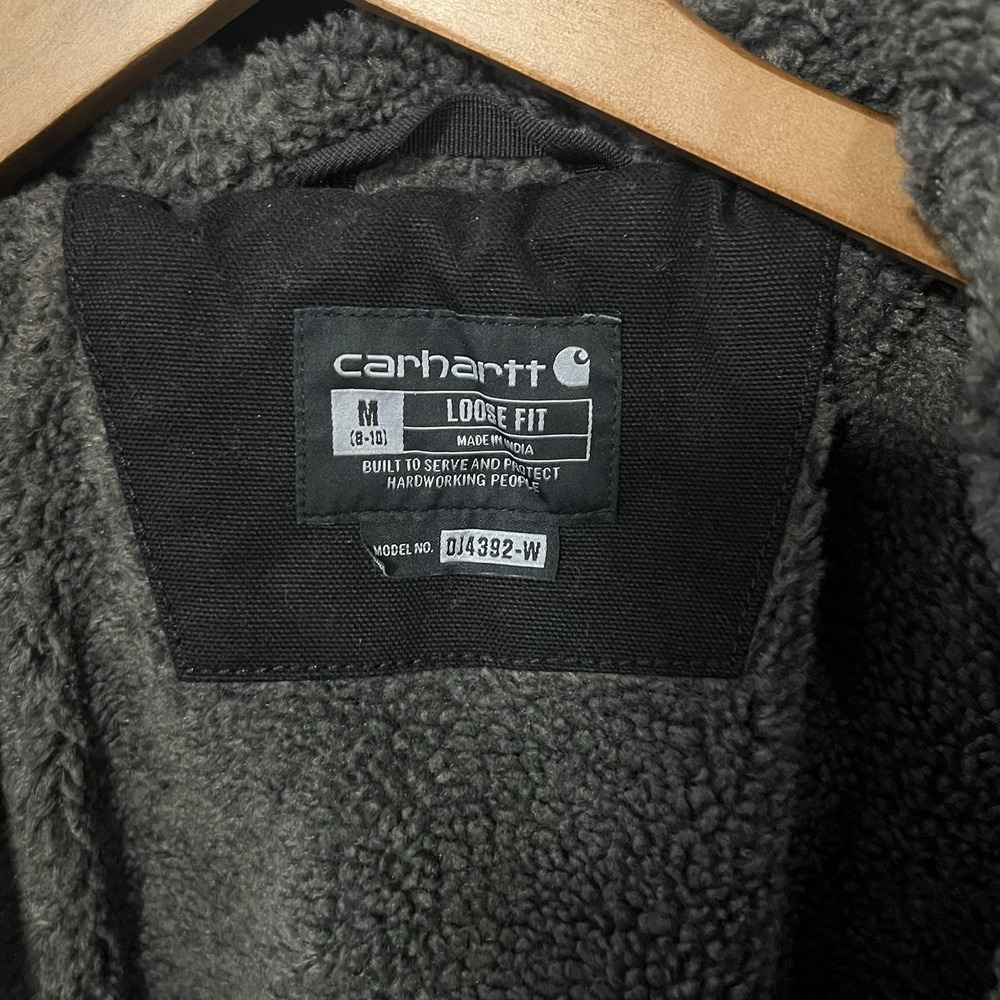 Carhartt Womens Size M Black Washed Duck Sherpa Lined Full Zip Jacket New - Picture 4 of 10
